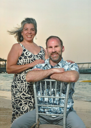 Couple celebrating their 20th anniversary at Sandals Dunn's River in Ocho Rios, Jamaica.